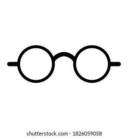 Vektorsymbol der Brille mit einem runden Rahmen einzeln auf weißem Hintergrund.