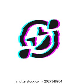 Vector icon of glitch laughing emoji. Glitch emoticon symbol isolated on white background. Vector EPS 10
