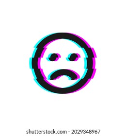 Vector icon of glitch negative emoji. Glitch emoticon symbol isolated on white background. Vector EPS 10