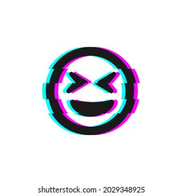 Vector icon of glitch smile emoji. Glitch emoticon symbol isolated on white background. Vector EPS 10