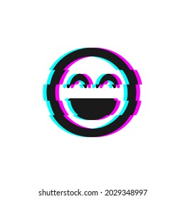 Vector icon of glitch smile emoji. Glitch emoticon symbol isolated on white background. Vector EPS 10