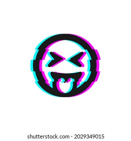 Vector icon of glitch smile emoji. Glitch emoticon symbol isolated on white background. Vector EPS 10