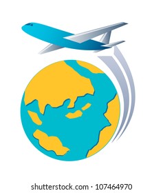 vector icon globe and airplane