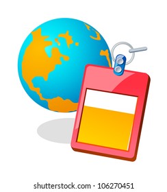 vector icon globe and ID card
