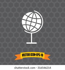 Vector Icon of Globe on Dark Gray Background. Eps.10.