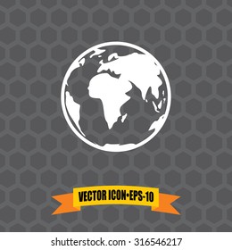 Vector Icon of Globe on Dark Gray Background. Eps.10.