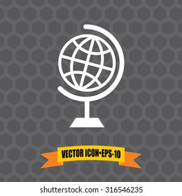 Vector Icon of Globe on Dark Gray Background. Eps.10.