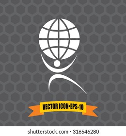 Vector Icon of Globe on Dark Gray Background. Eps.10.