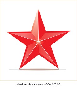 Vector icon of glossy red star isolated on white