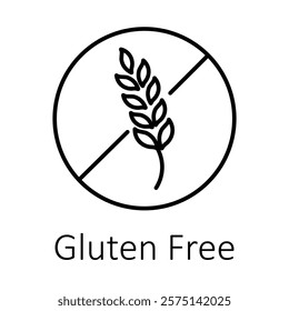 Vector icon for Gluten Free. A design featuring a crossed wheat stalk to emphasize allergen-free and safe food products.