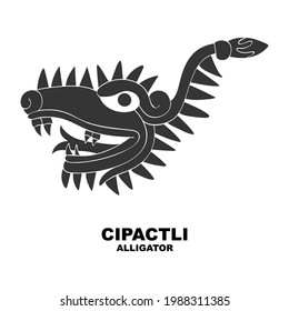 Vector icon with Glyph from Aztec calendar Tonalpohualli. Calendar day symbol Cipactli