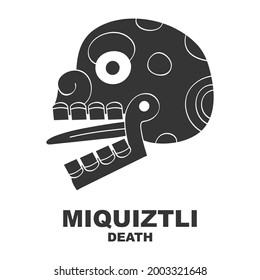  Vector icon with Glyph from Aztec calendar Tonalpohualli. Calendar day symbol Miquiztli	
