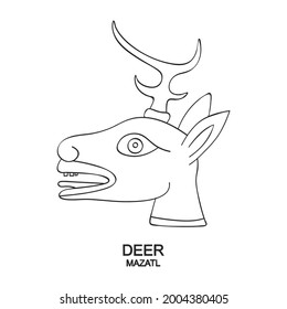  Icono vector con glifo del calendario azteca Tonalpohualli. Símbolo del calendario Mazatl