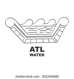  Vector icon with Glyph from Aztec calendar Tonalpohualli. Calendar day symbol Atl