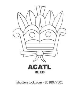 Vector icon with Glyph from Aztec calendar Tonalpohualli. Calendar day symbol Acatl