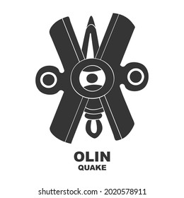 Vector icon with Glyph from Aztec calendar Tonalpohualli. Calendar day symbol Olin