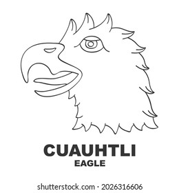 Icono vector con glifo del calendario azteca Tonalpohualli. Símbolo del día natural Cuauhtli