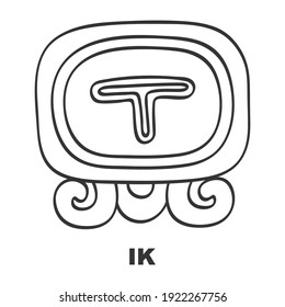 Vector Icon With Glyph From Maya Calendar Tzolkin. Calendar Day Symbol Ik