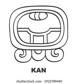 Vektorsymbol mit Glyphe aus Maya Kalender Tzolkin. Kalendertagssymbol Kan