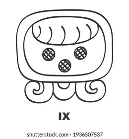 Vector icon with Glyph from Maya calendar Tzolkin. Calendar day symbol Ix