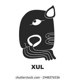 Vector Icon With Glyph From Maya Haab Calendar. Calendar Month Symbol Xul