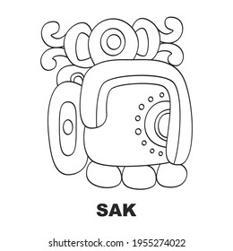 Vector icon with Glyph from Maya Haab calendar. Calendar month symbol Sak