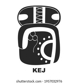 Vector icon with Glyph from Maya Haab calendar. Calendar month symbol Kej
