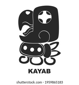 Vector Icon With Glyph From Maya Haab Calendar. Calendar Month Symbol Kayab