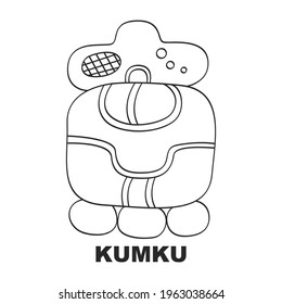 Vector icon with Glyph from Maya Haab calendar. Calendar month symbol Kumku