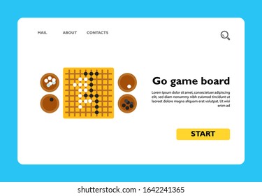 Vector icon of go game board with stones. Break, leisure game, competition. Table games concept. Can be used for topics like hobby, leisure, intellectual games