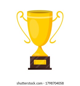 Vector icon of gold award cup. First place trophy. 