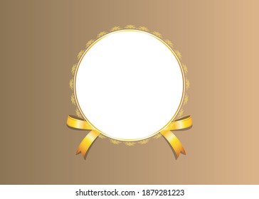 Vector icon gold color on gradient background. Ribbon isolated shapes illustration of gift and accessory. Christmas sticker and decoration Label, badge and borders