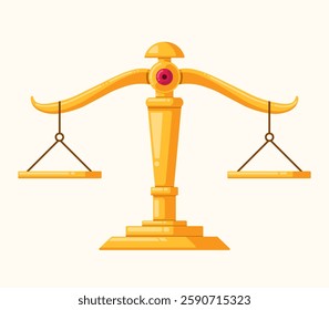 Vector icon of gold colored scales. flat design