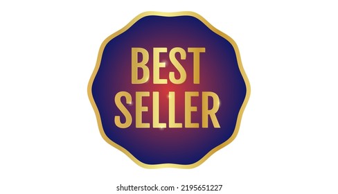 Vector icon of golden banner with text of best seller. Vector golden banner for best seller. 