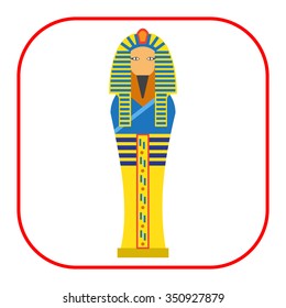 Vector icon of golden Egyptian pharaoh sarcophagus