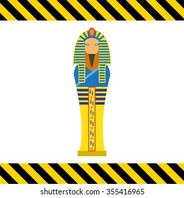 Vector icon of golden Egyptian pharaoh sarcophagus