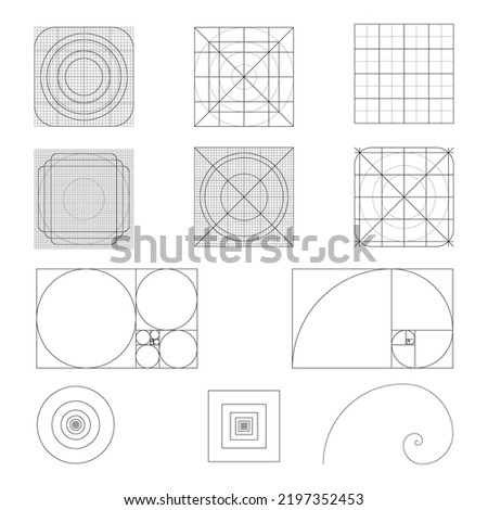 
Vector Icon and Golden ratio Template. Black color icon template, Golden ratio template. Logo, icon template isolated on a white background.