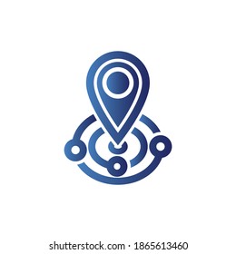 icono vector para gps en azul y blanco y negro