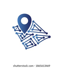 icono vector para gps en azul y blanco y negro