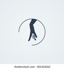 Vector icon with a graceful female hand. Logo. Monoicon.