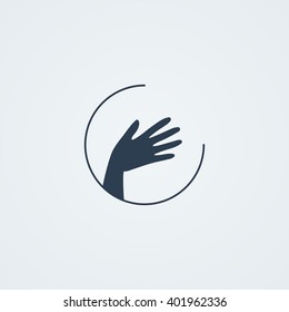 Vector icon with a graceful female hand. Logo. Monoicon.