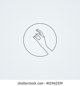 Vector icon with a graceful female hand. Logo. Monoicon.
