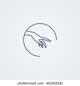 Vector icon with a graceful female hand. Logo. Monoicon.
