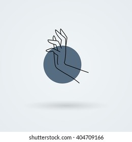 Vector icon with a graceful female hand. Logo. Monoicon.