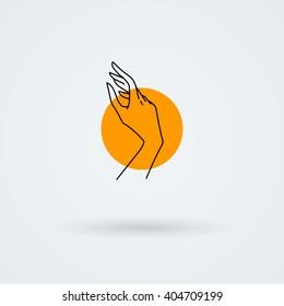 Vector icon with a graceful female hand. Logo. Monoicon.