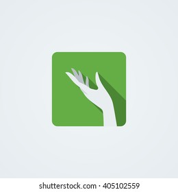 Vector icon with a graceful female hand. Logo. Monoicon.
