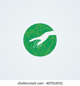 Vector icon with a graceful female hand. Logo. Monoicon.