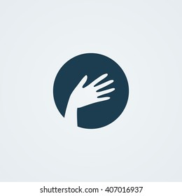 Vector icon with a graceful female hand. Logo. Monoicon.