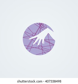 Vector icon with a graceful female hand. Logo. Monoicon.