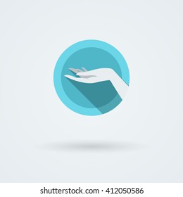 Vector icon with a graceful female hand. Logo. Monoicon.